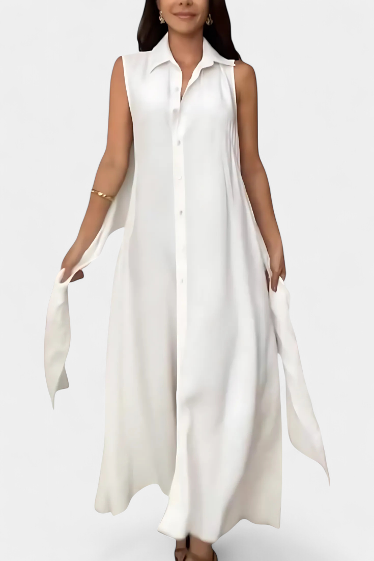 Meryl Vestido Camisero con Botones y Lazo Ajustable