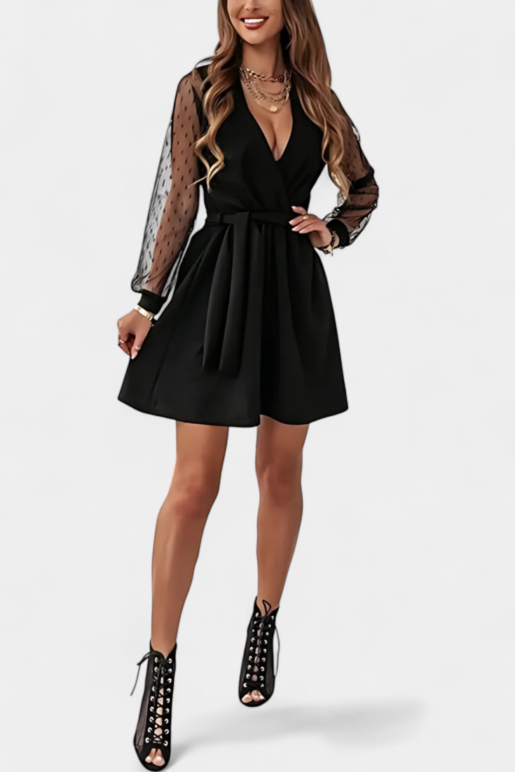 Calandra Vestido Mini Elegante con Escote Sofisticado y Silueta Favorecedora