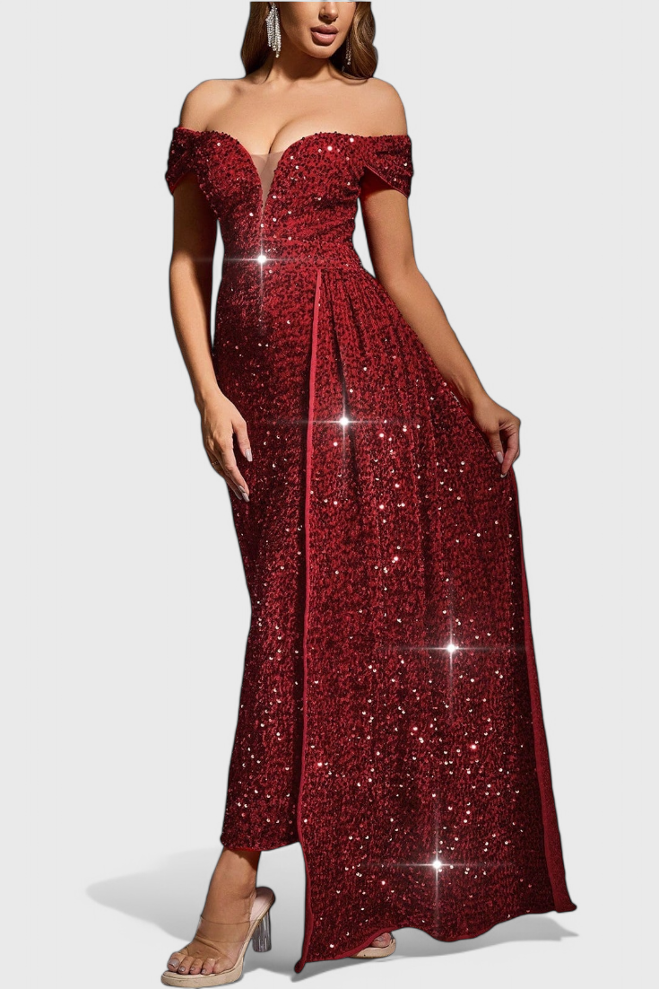 Esme Vestido de Lentejuelas con Hombros Descubiertos