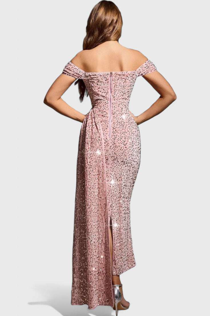Esme Vestido de Lentejuelas con Hombros Descubiertos
