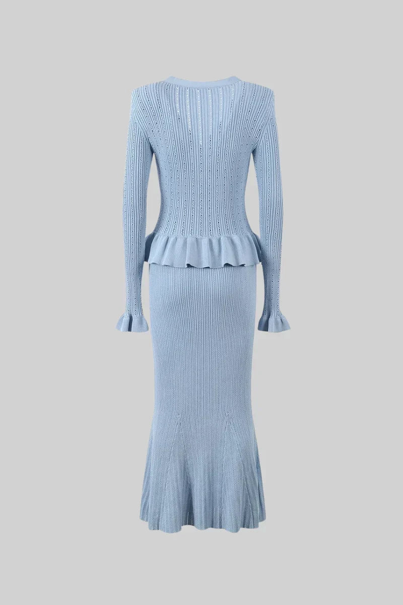 Prudence Conjunto de Vestido Midi de Punto Refinado y Top con Botones