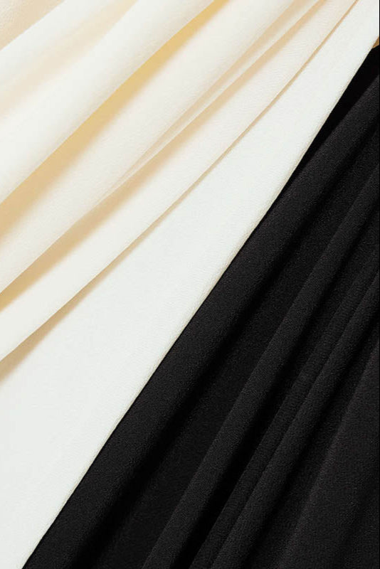 Slyune Vestido Maxi de Noche con Escote en V y Contraste