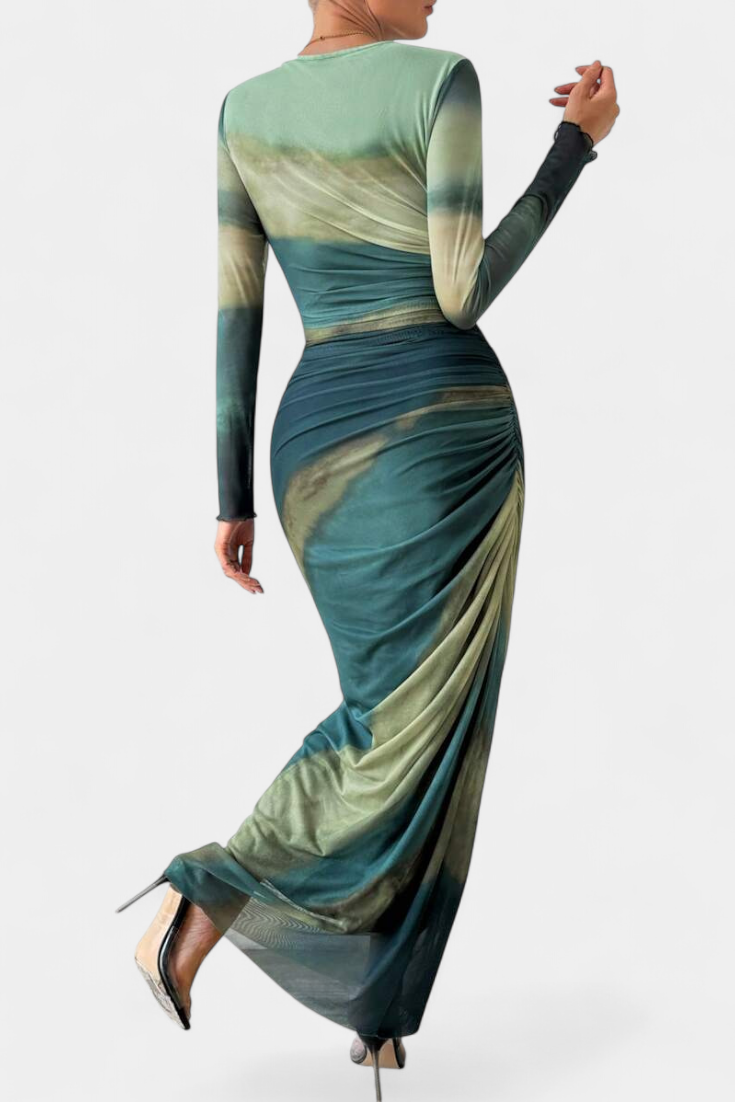 Galene Vestido Midi Ajustado con Capa Transparente