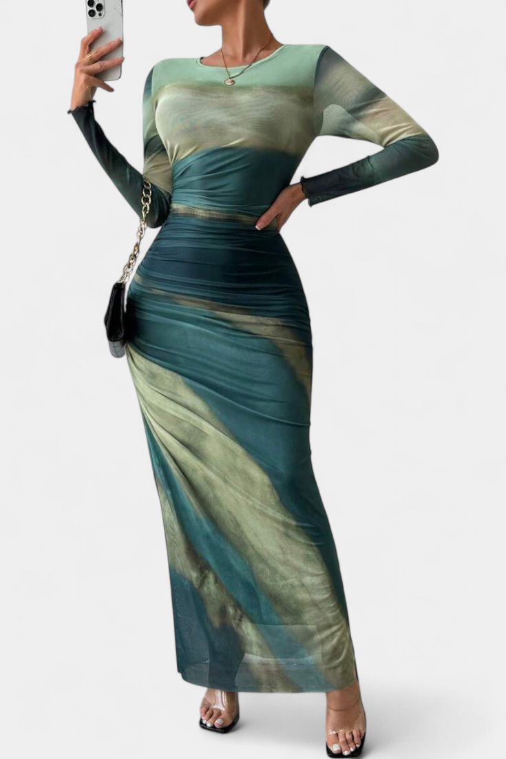 Galene Vestido Midi Ajustado con Capa Transparente