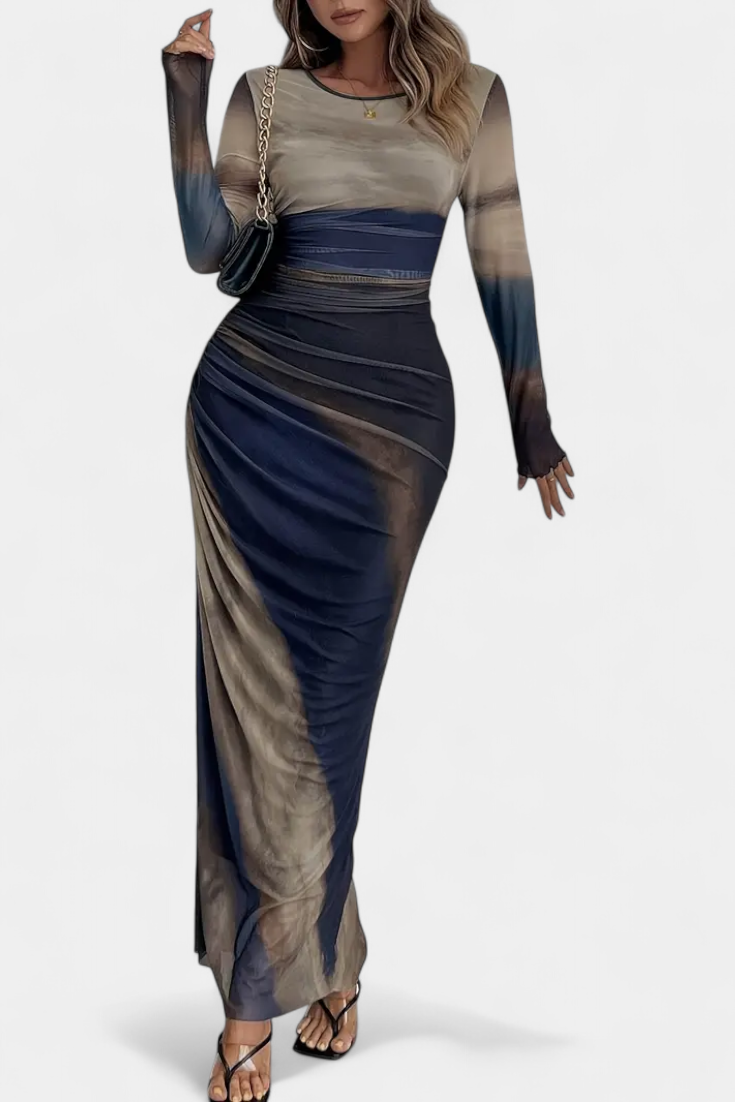 Galene Vestido Midi Ajustado con Capa Transparente