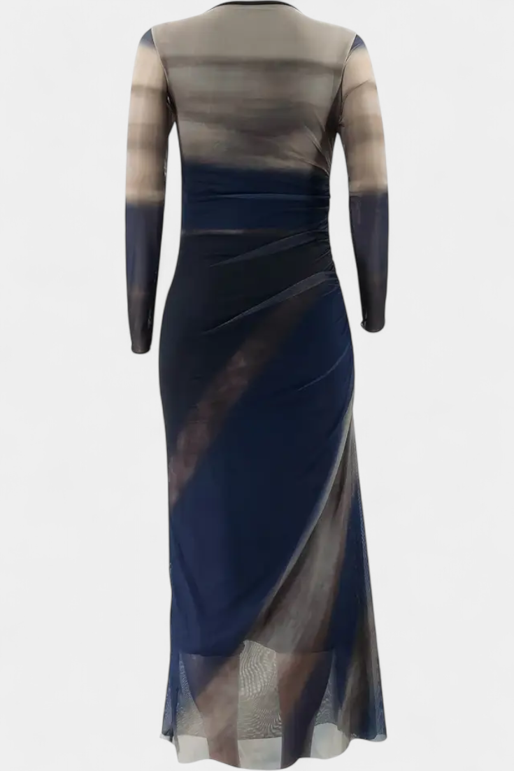 Galene Vestido Midi Ajustado con Capa Transparente