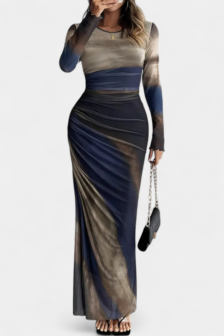 Galene Vestido Midi Ajustado con Capa Transparente