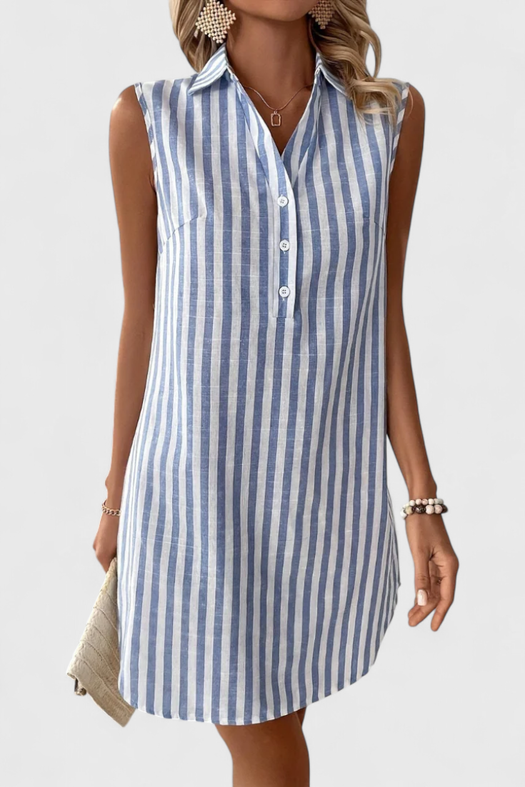 Hiley Vestido Camisero Sin Mangas con Estampado de Rayas