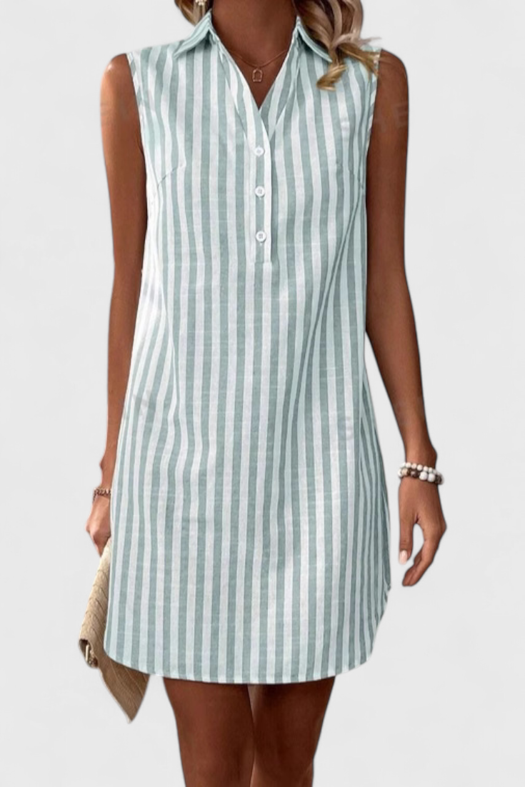 Hiley Vestido Camisero Sin Mangas con Estampado de Rayas