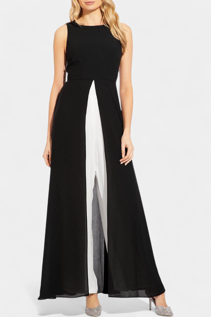Alicia Conjunto Bicolor Elegante sin Mangas con Pantalones Anchos
