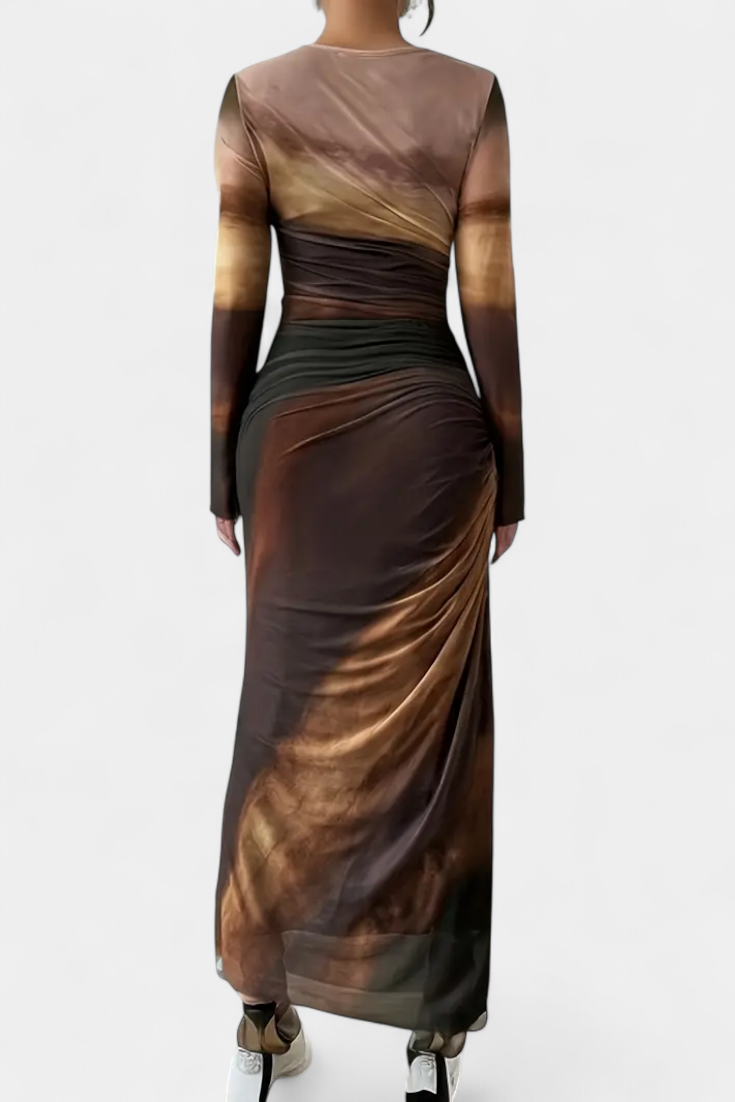 Galene Vestido Midi Ajustado con Capa Transparente