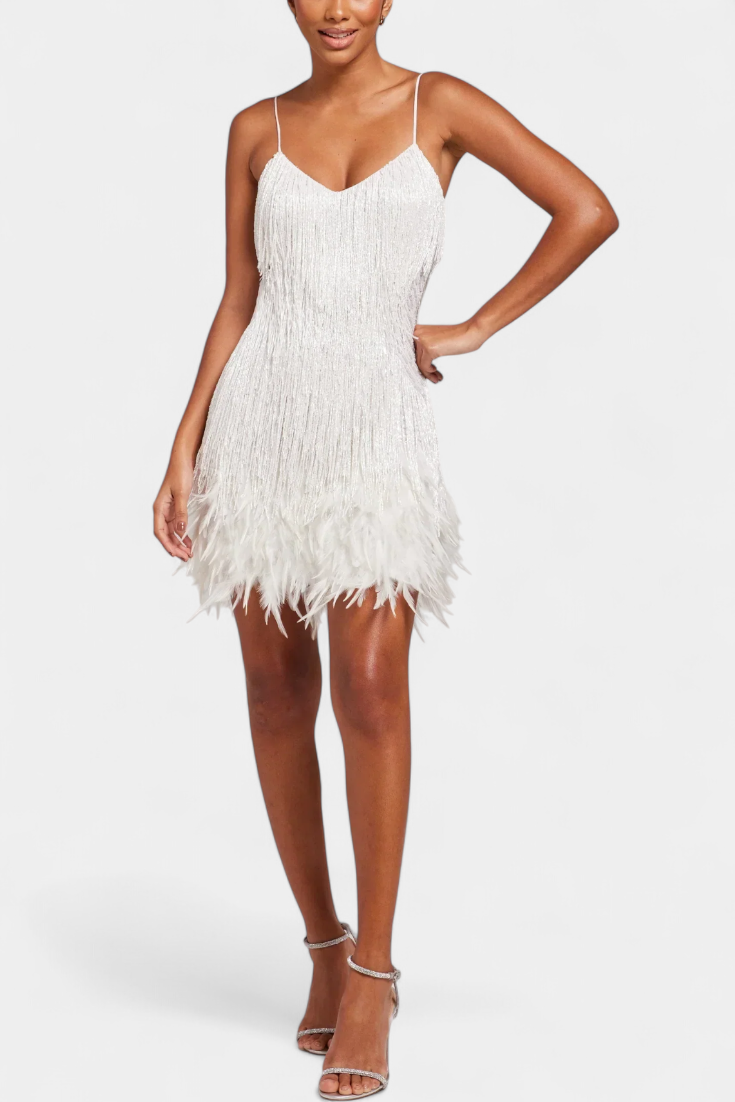 Sheril Mini Vestido de Plumas