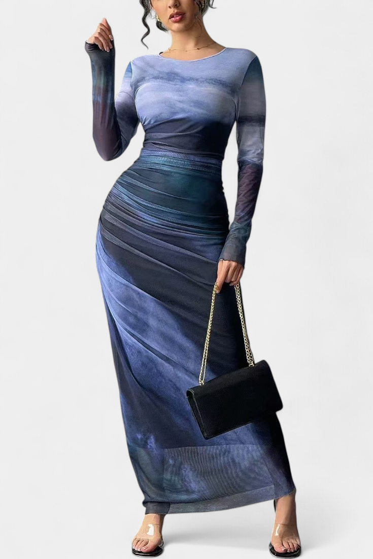 Galene Vestido Midi Ajustado con Capa Transparente