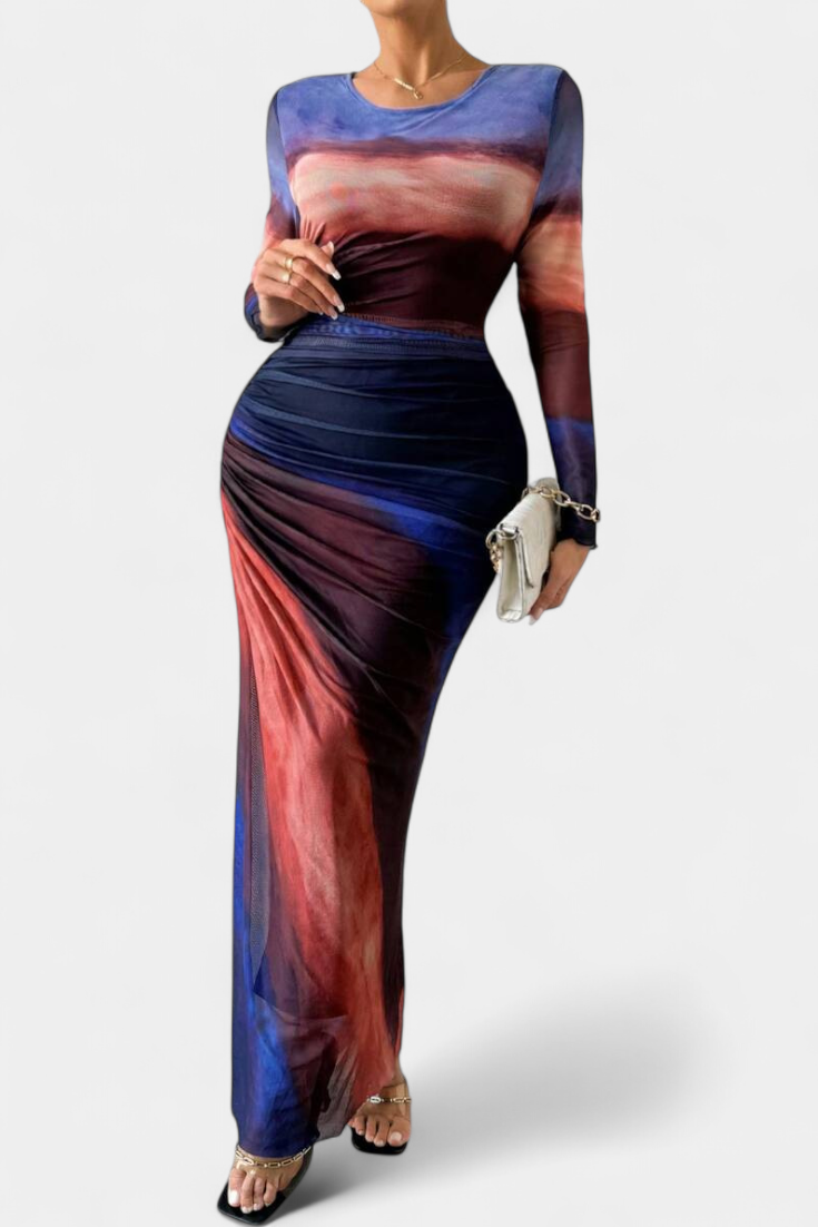 Galene Vestido Midi Ajustado con Capa Transparente
