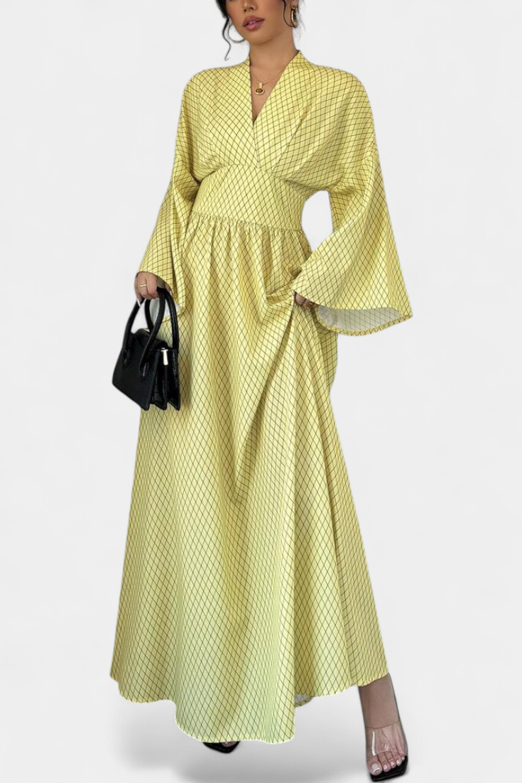 Anelia Vestido Maxi Geométrico con Escote en V