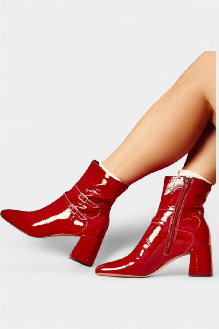 Vivi Botas Rojas con Tacón Grueso