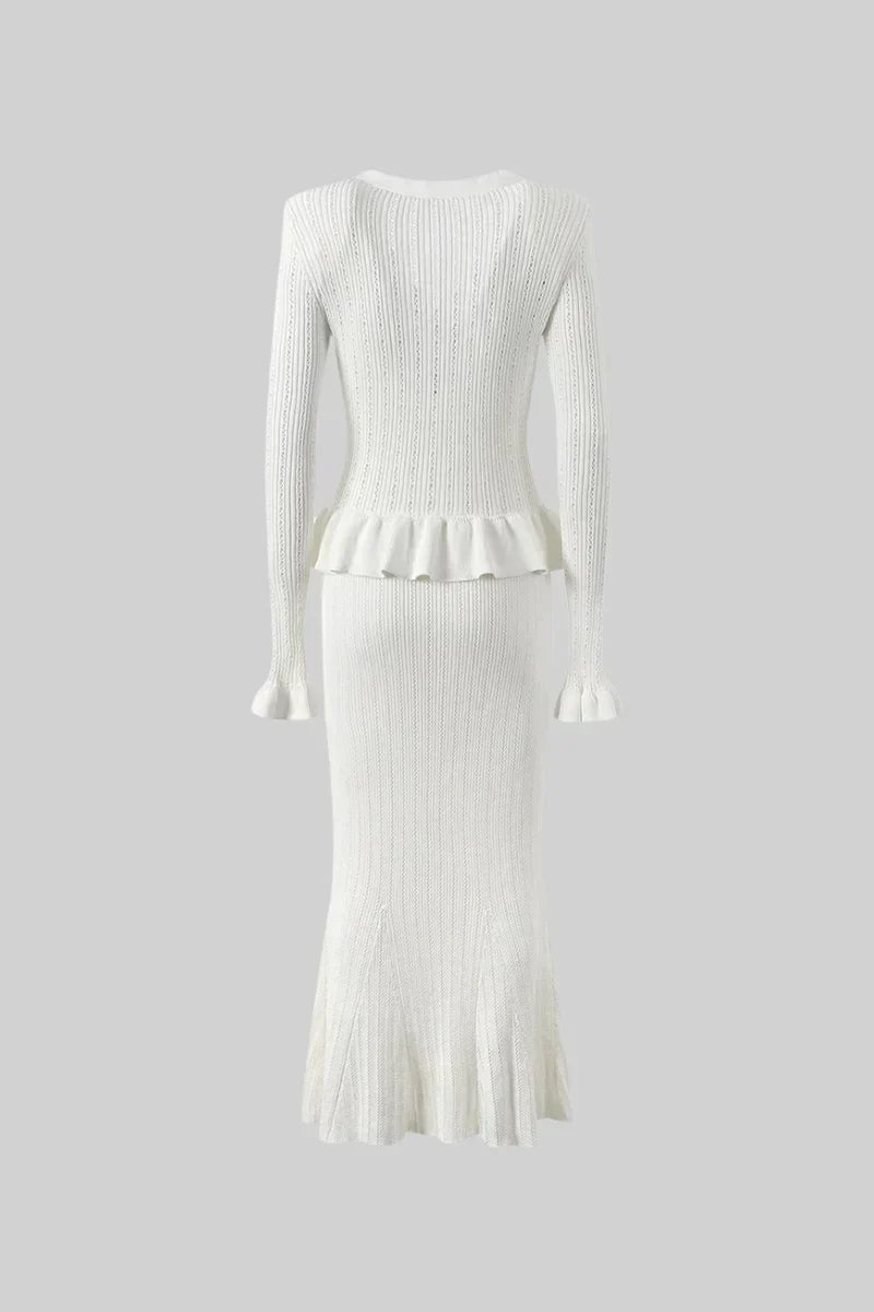 Prudence Conjunto de Vestido Midi de Punto Refinado y Top con Botones