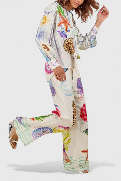 Rita Pantalones Estampados Tema Océano