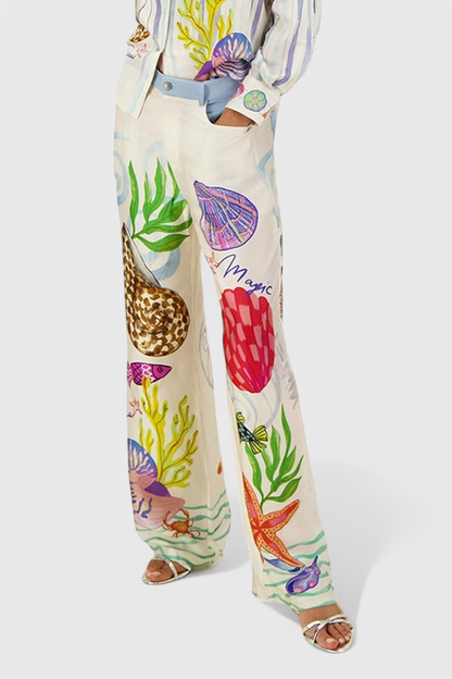 Rita Pantalones Estampados Tema Océano