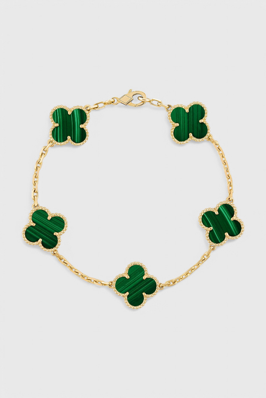 Pulsera con Motivo de Trébol y Elegancia Baño de Oro