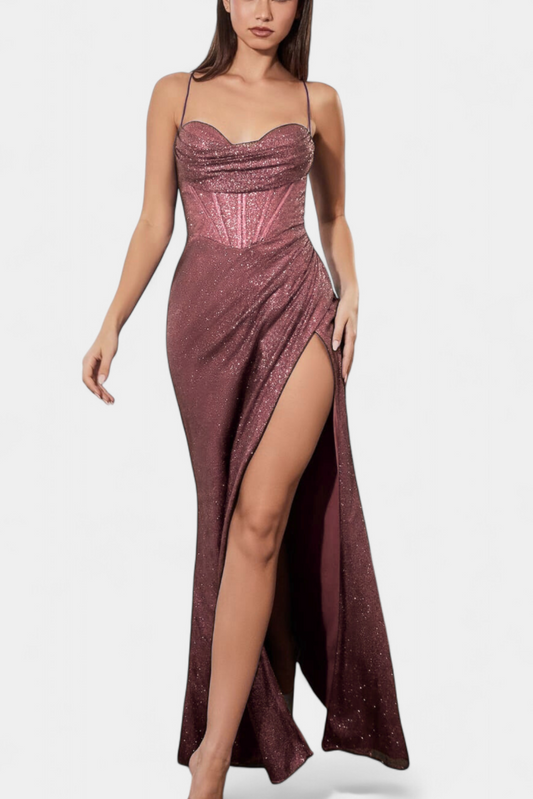 Armoni Vestido Sirena con Corpiño y Tirantes de Espagueti