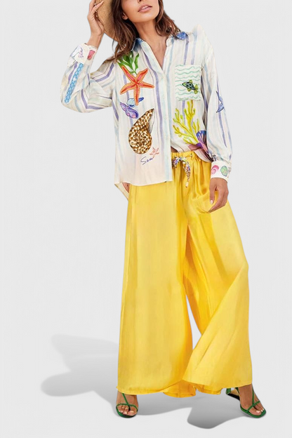 Rita Pantalones Estampados Tema Océano
