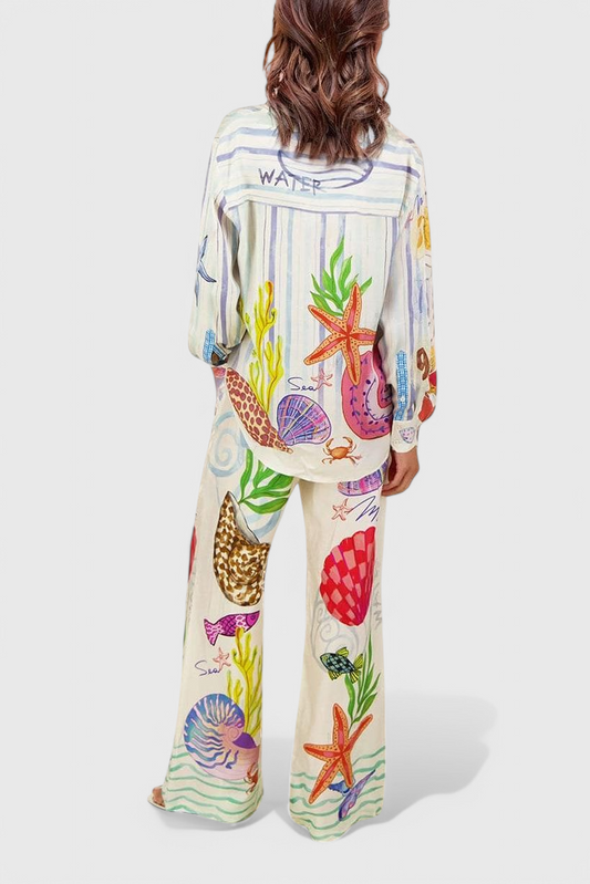 Rita Pantalones Estampados Tema Océano