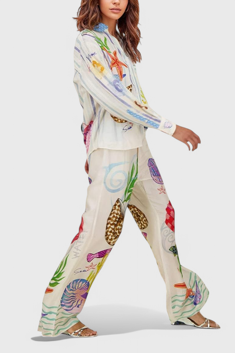 Rita Pantalones Estampados Tema Océano