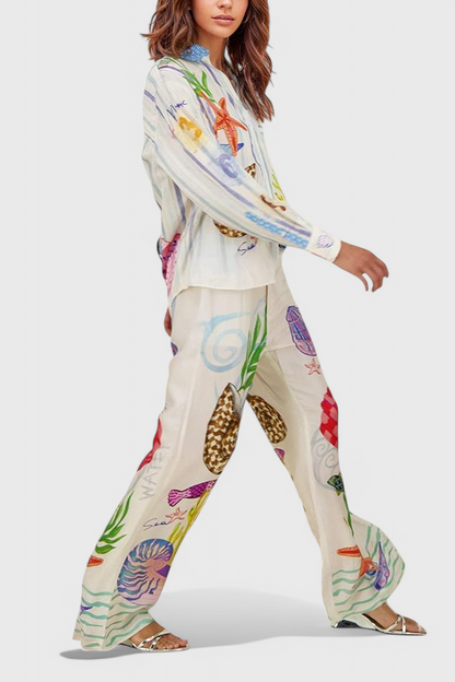 Rita Pantalones Estampados Tema Océano