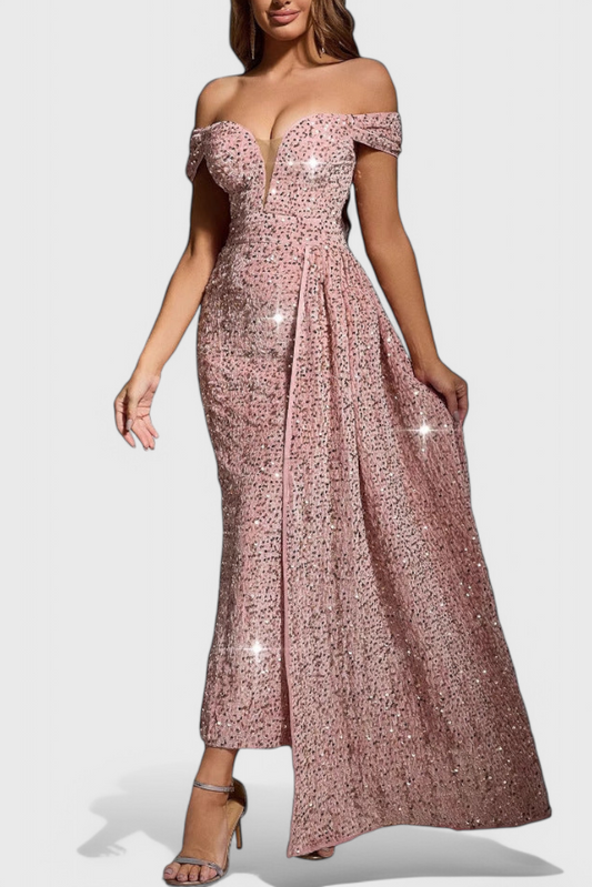 Esme Vestido de Lentejuelas con Hombros Descubiertos