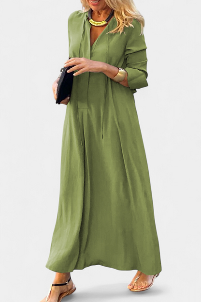 Verónica Vestido de Manga Larga con Escote en V