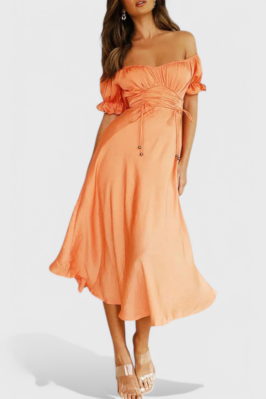 Lucia Vestido Midi Off-Shoulder
