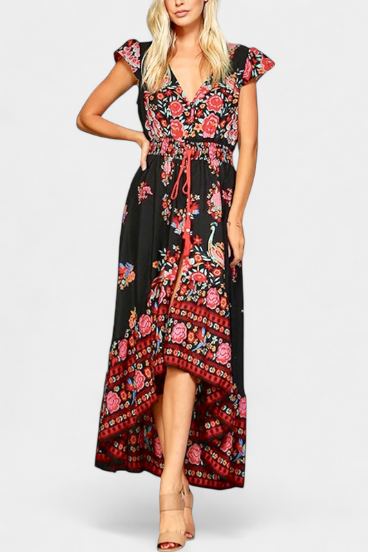Chiara Vestido Floral Boho Chic con Cintura Ajustable