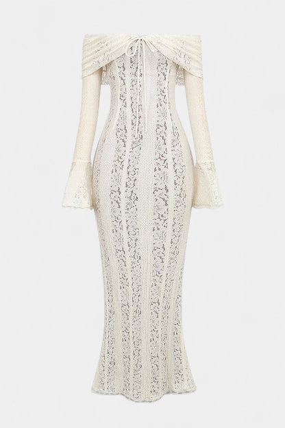 Rosalie Vestido Maxi Off-Shoulder de Encaje