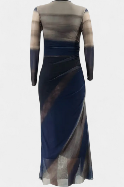 Galene Vestido Midi Ajustado con Capa Transparente