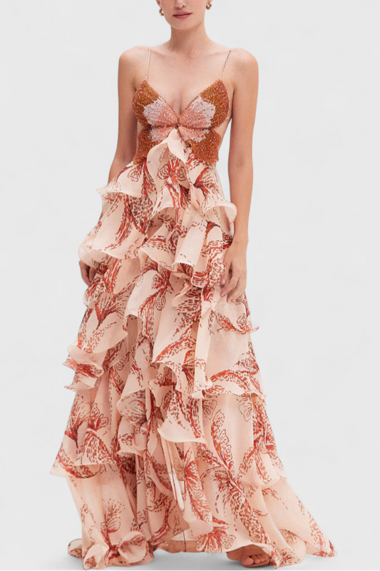 Juliette Vestido con Volantes y Escote Joya
