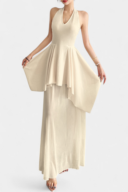 Hollis Vestido Largo con Escote Halter y Espalda Descubierta