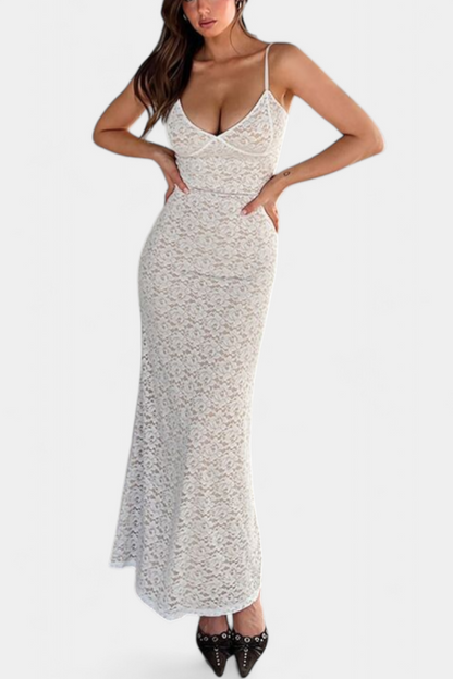 Lunara Vestido de Encaje con Espalda Descubierta