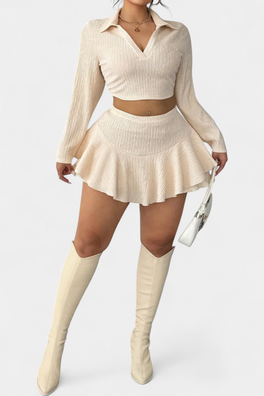 Daline Conjunto de Top Largo y Falda Mini Fruncida