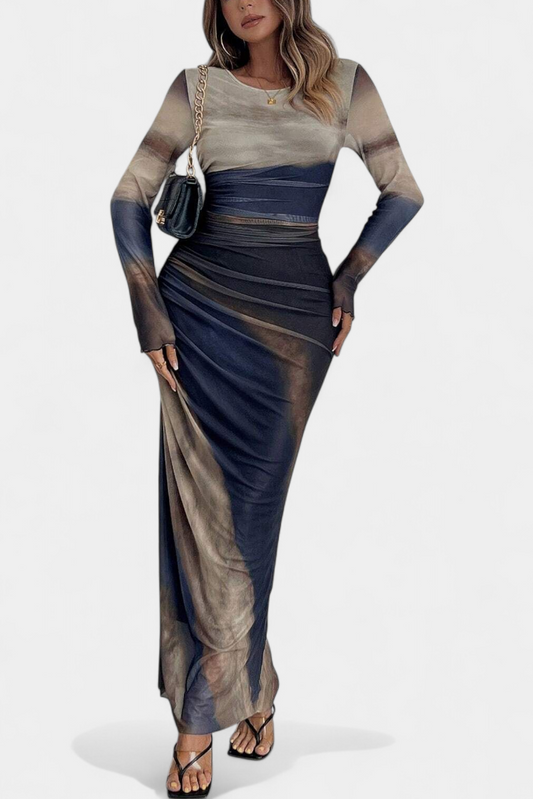 Galene Vestido Midi Ajustado con Capa Transparente